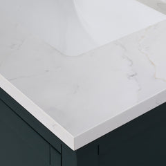 Calacatta Quartz Top with Double Rectangular Sinks