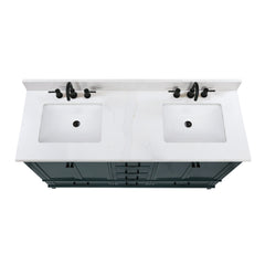 Calacatta Quartz Top with Double Rectangular Sinks