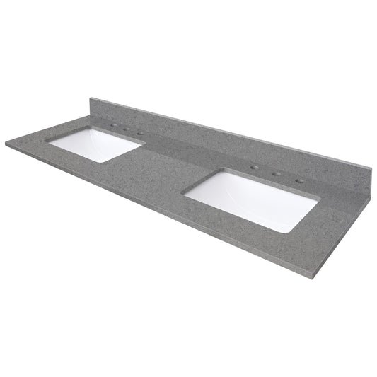 Contrail Matte Quartz Top with Double Rectangular Sinks
