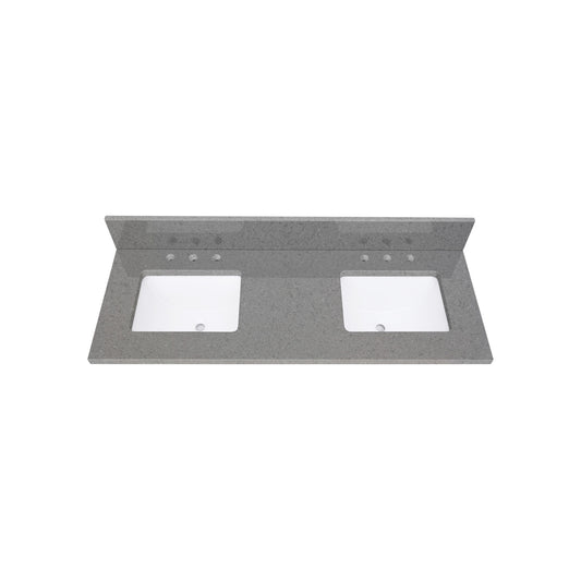 Contrail Matte Quartz Top with Double Rectangular Sinks