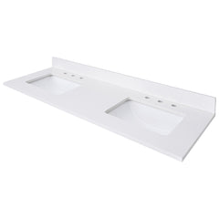 Everest White Quartz Top with Double Rectangular Sinks