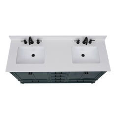 Lotte Radianz Everest White Quartz Top with Dual Rectangular Sinks