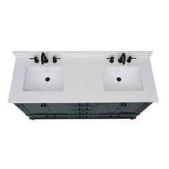 Everest White Quartz Top with Double Rectangular Sinks