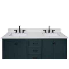 Everest White Quartz Top with Double Rectangular Sinks