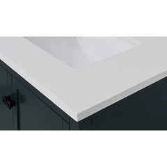 Everest White Quartz Top with Double Rectangular Sinks