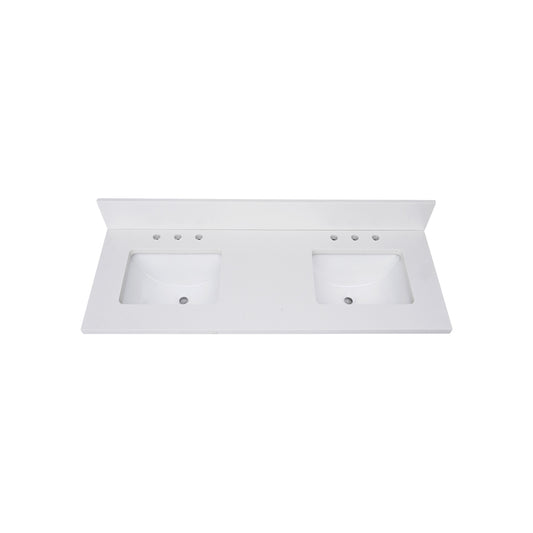 Everest White Quartz Top with Double Rectangular Sinks