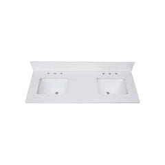 Everest White Quartz Top with Double Rectangular Sinks