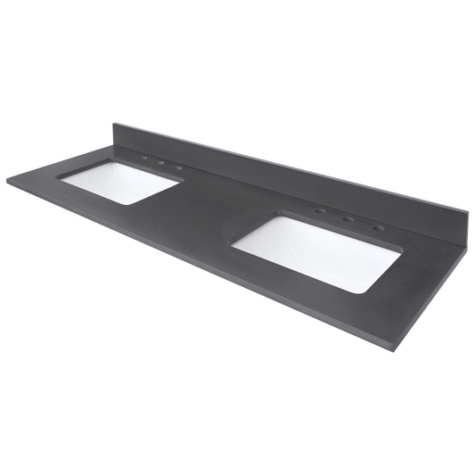 Ural Gray Quartz Top with Double Rectangular Sinks