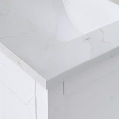 Calacatta Quartz Top with Double Rectangular Sinks