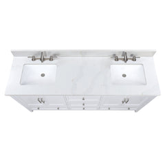 Calacatta Quartz Top with Double Rectangular Sinks