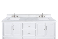 Calacatta Quartz Top with Double Rectangular Sinks