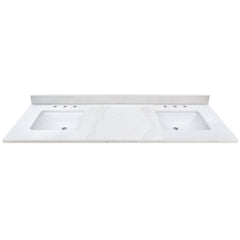 Calacatta Quartz Top with Double Rectangular Sinks