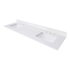 Everest White Quartz Top with Double Rectangular Sinks