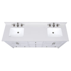 Everest White Quartz Top with Double Rectangular Sinks