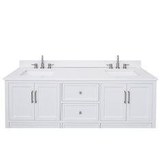 Everest White Quartz Top with Double Rectangular Sinks