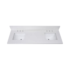 Everest White Quartz Top with Double Rectangular Sinks