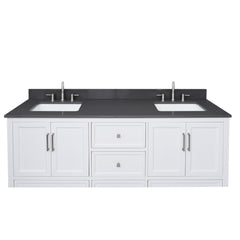 Ural Gray Quartz Top with Double Rectangular Sinks