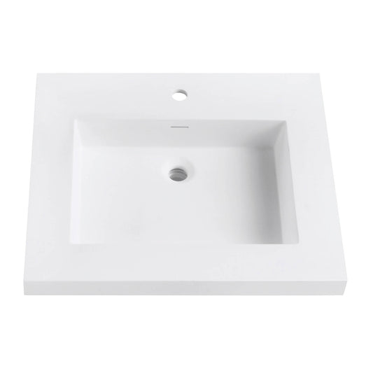VersaStone Solid Surface Vanity Top with Integrated Bowl in Matte White